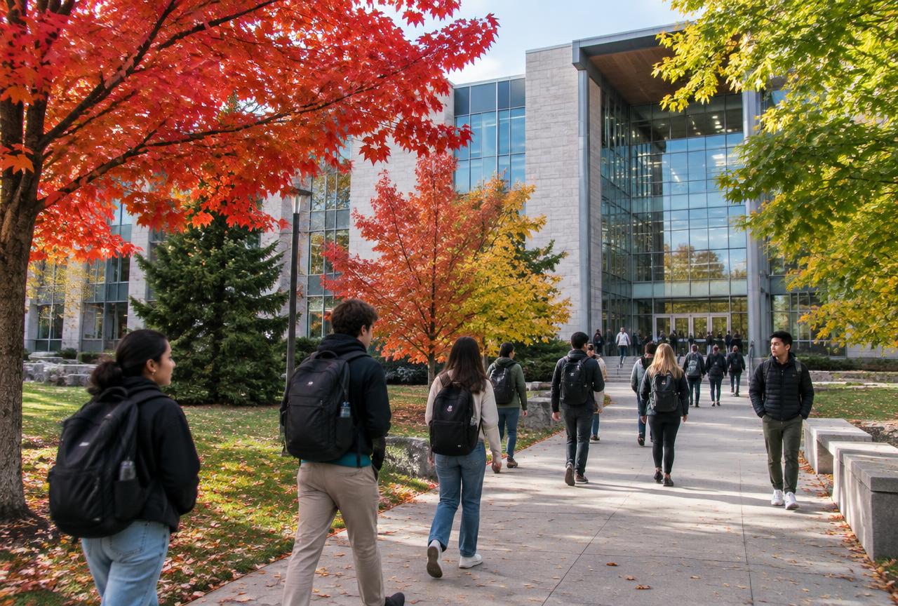 Illustrative campus scene in Canada