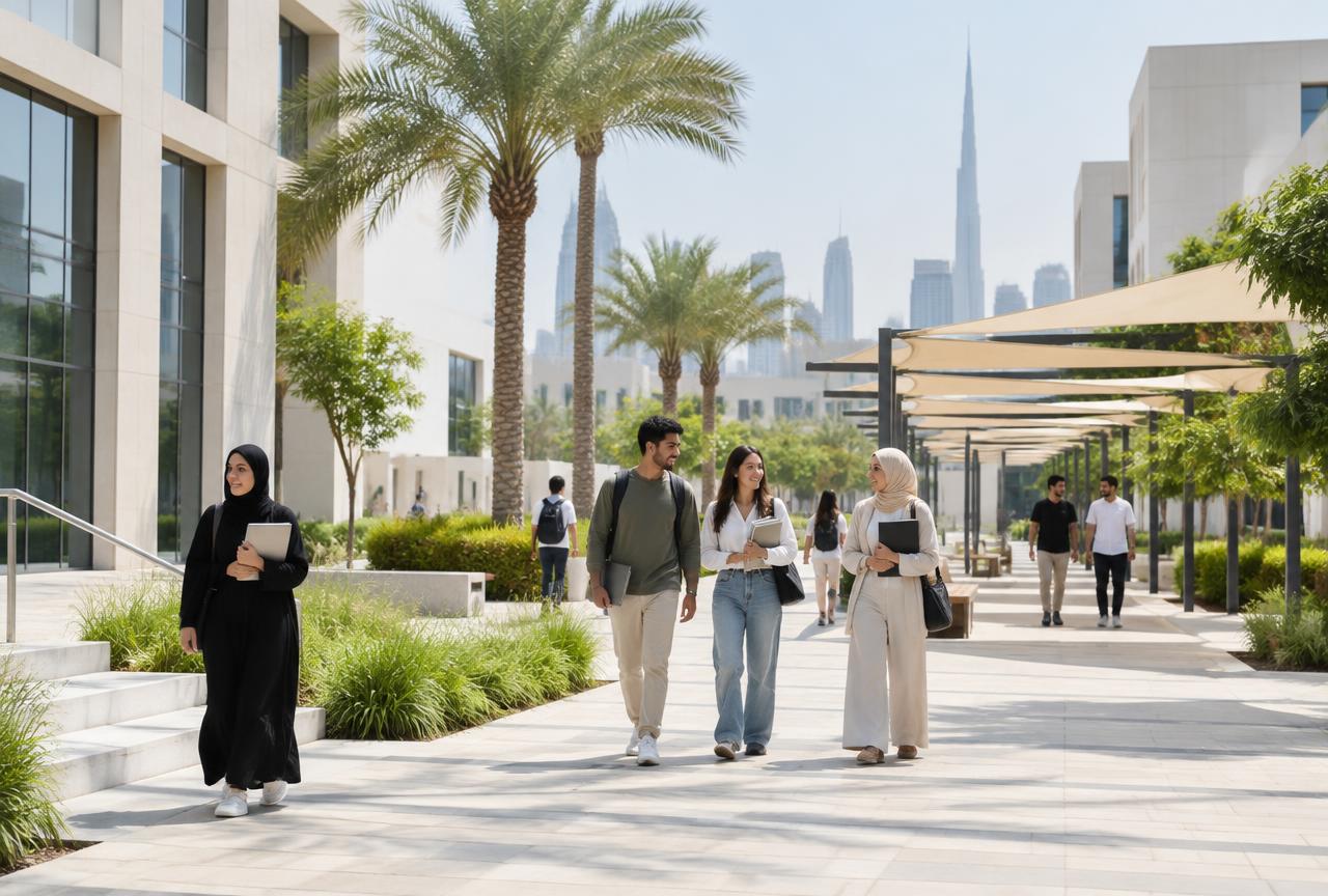 Illustrative campus scene in United Arab Emirates