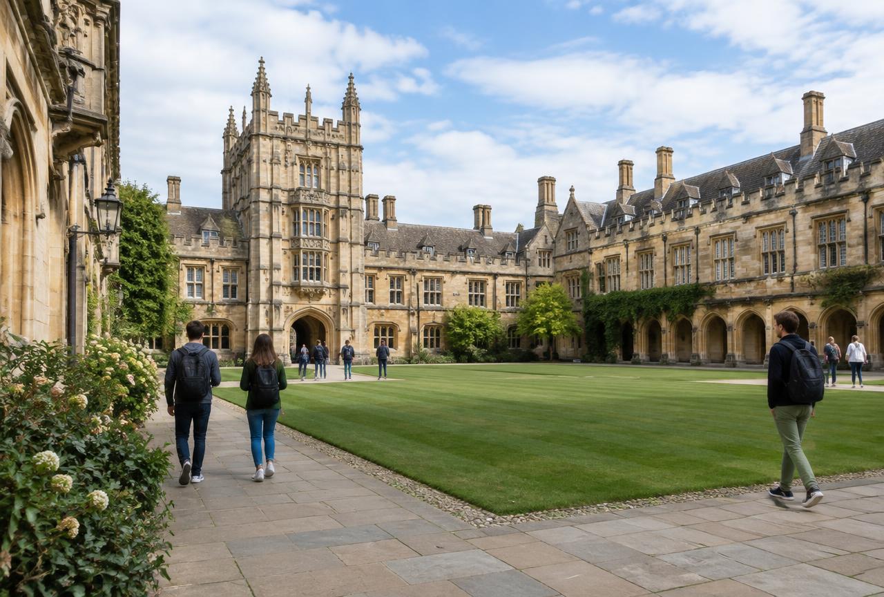 Illustrative campus scene in United Kingdom